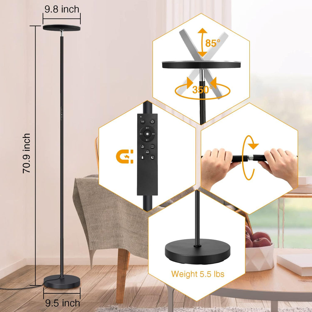 Floor Lamp, 30W/3000LM LED Modern Torchiere Sky Lamp