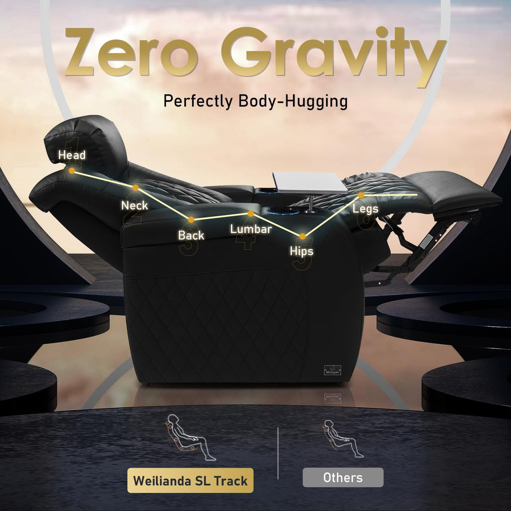 Home Theater Seating Top Grain Leather Zero Gravity Recliner Chair Power Headrest Recline Movie Seat Gaming 7 Colors
