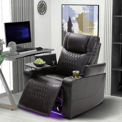 Flieks Power Motion Recliner with Ambient Lighting, USB Charge Port, 2 Convenient Cup Holders