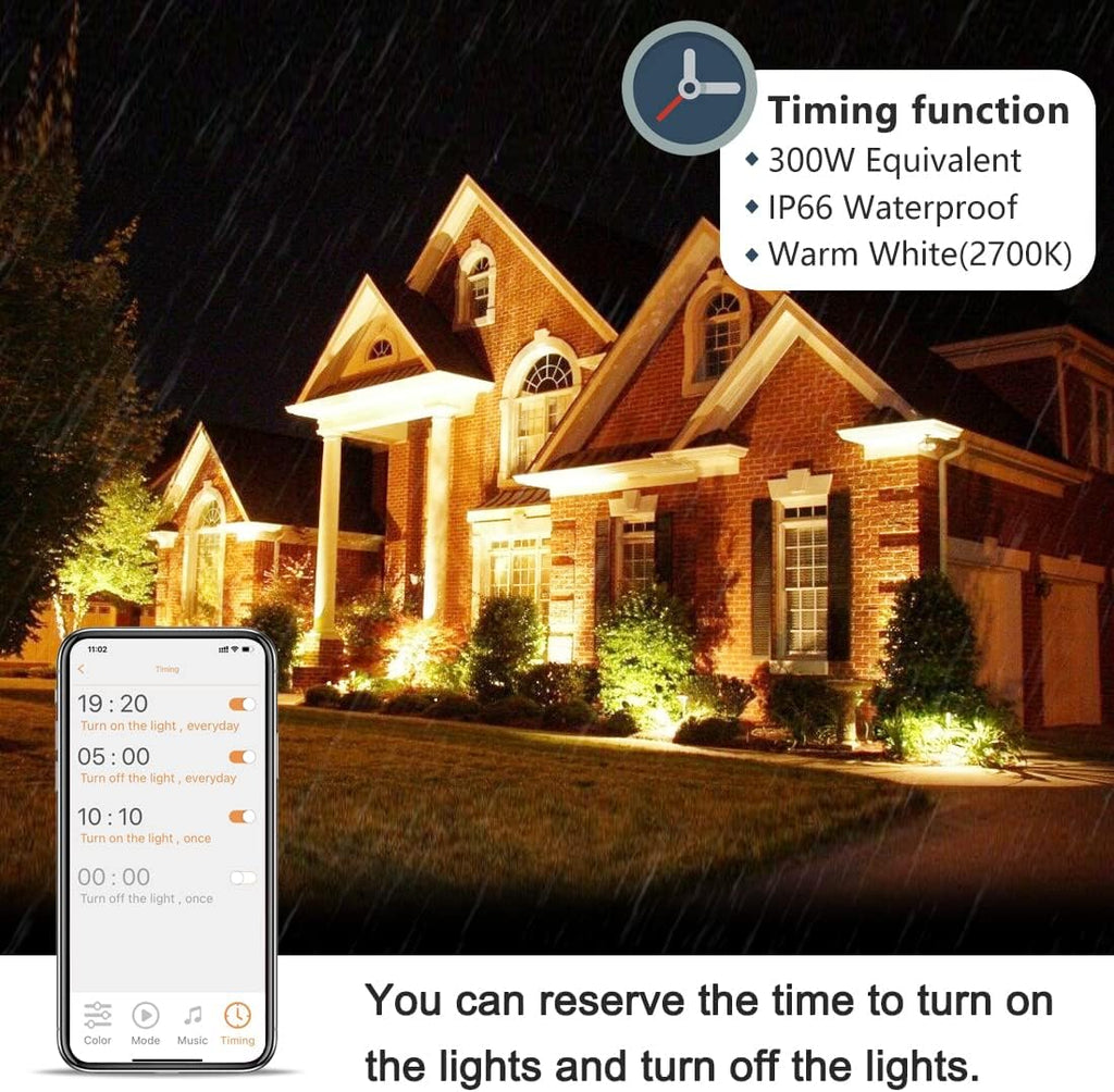 Led Flood Light 30W, 300W Equivalent 3000 LM Outdoor Color Changing Lights | 2700K & 16 Million Colors&Timing& Music