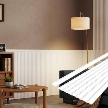 Wall Wainscoting Panel Kit,8-Pack 38.6"x9.8"(98x25cm) Slat Panels with 2-Pack Molding Trims,Beadboard Board and