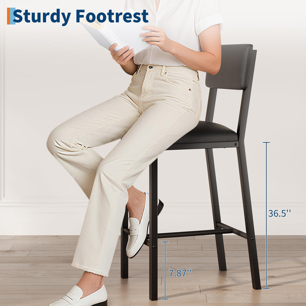 Dining Table Set for 4 w/Corner Protecto, Dining Room Table Set with Footrest & Backrest, Counter Height Table with 4