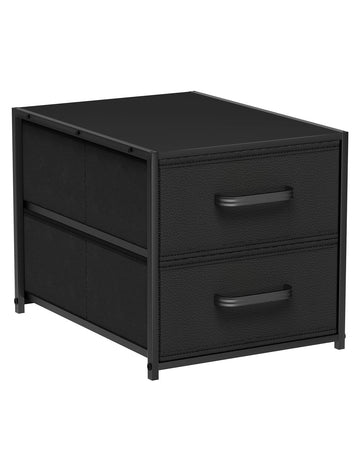 Stackable Storage Drawers - 2 Tier Closet Organizer with Metal Frame and Handles, Fabric Dresser with Collapsible