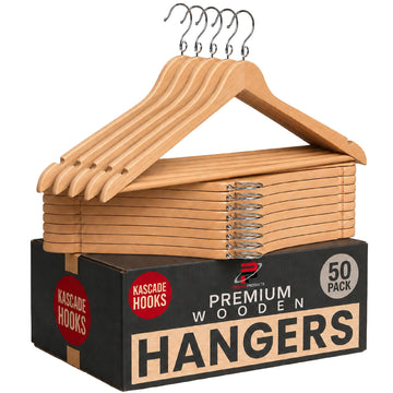 Wooden Hangers Kascade Space Saving Clothes Hangers 50 Pack