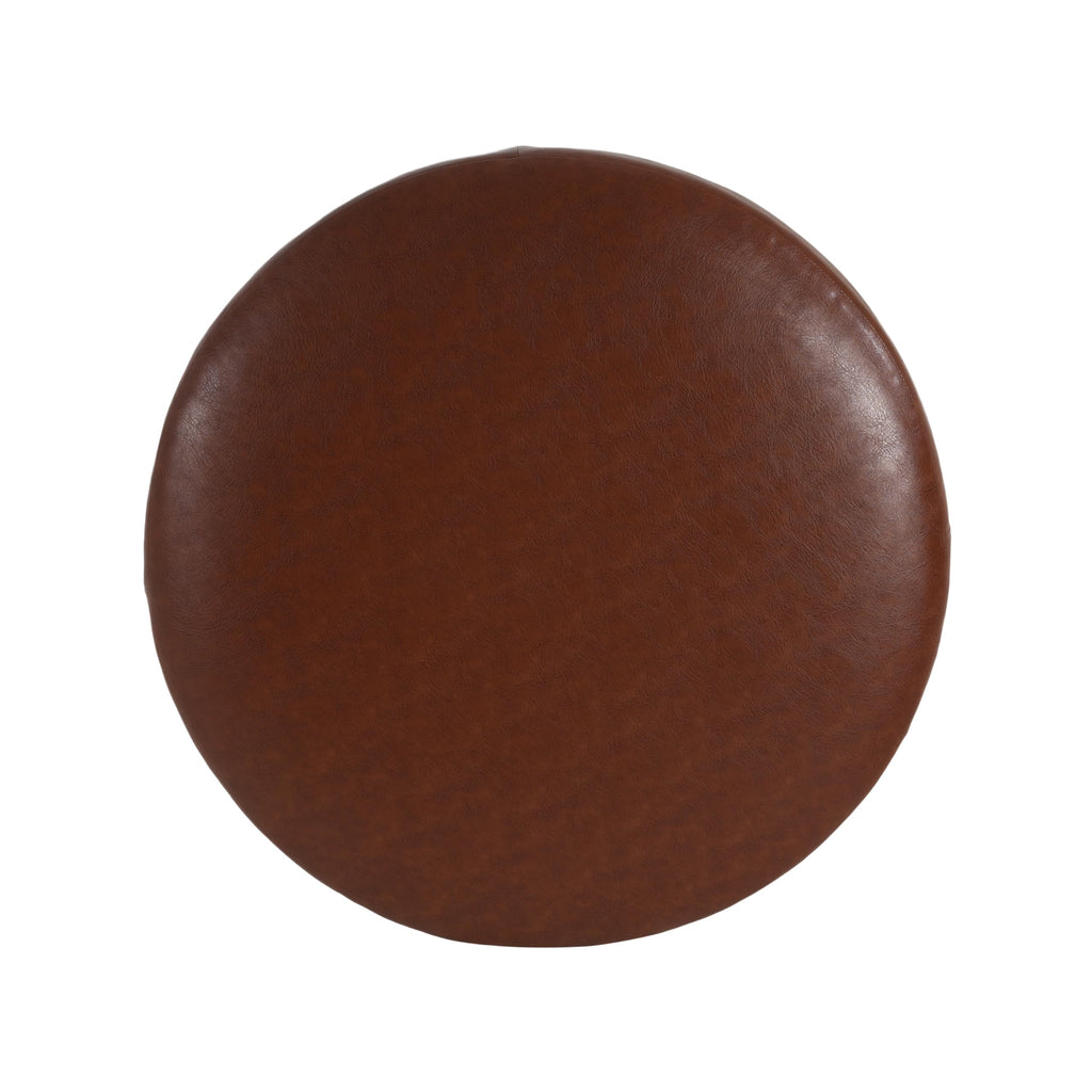 30.25" Modern Upholstered Round PU Leather Ottoman, Multifunctional Extra Seat, Side Table, Foot Rest, Stuffed Pouf