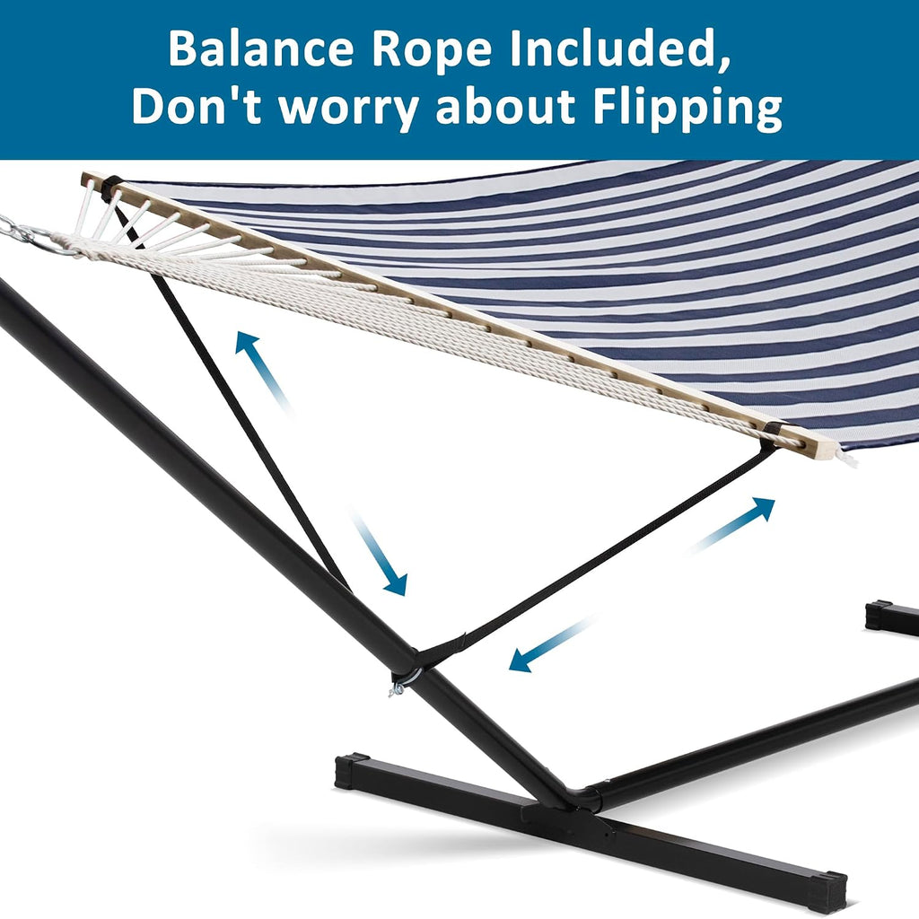 Double Hammock with Stand Included, Outdoor Portable Hammock with Stand, Blue