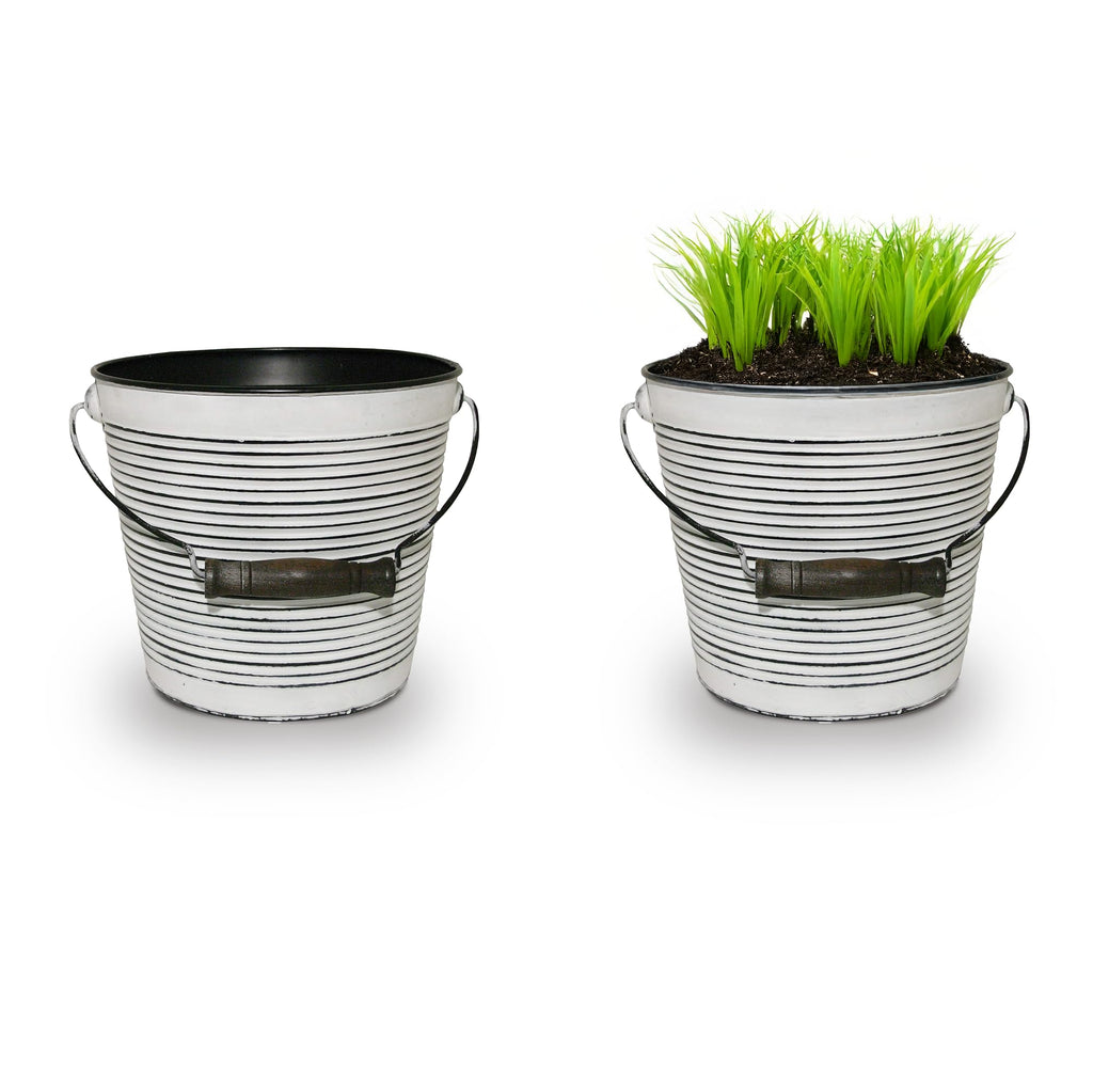 Vintage Collection 10 in Rustic White Bucket Planter