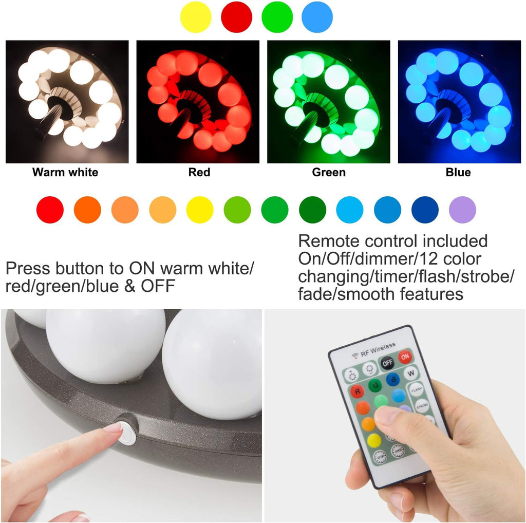 Patio Umbrella Light Outdoor with RF Remote Controll/Hanging Lights of 12 Colors Changing/Battery Pole Light for Table
