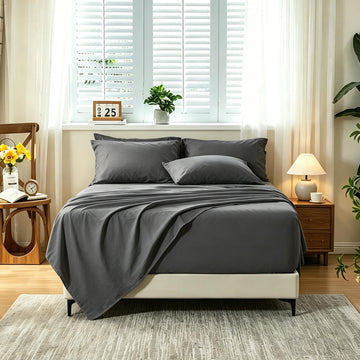 Stone Washed Linen Sheets King, 4 Pcs, 18-24" Extra Deep Pocket