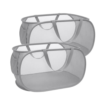 Collapsible Laundry Hamper Basket, Pop Up Mesh Foldable Bag for Laundry Room