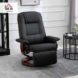 Modern Reclining Swivel Lounge Chair — Black PU Leather