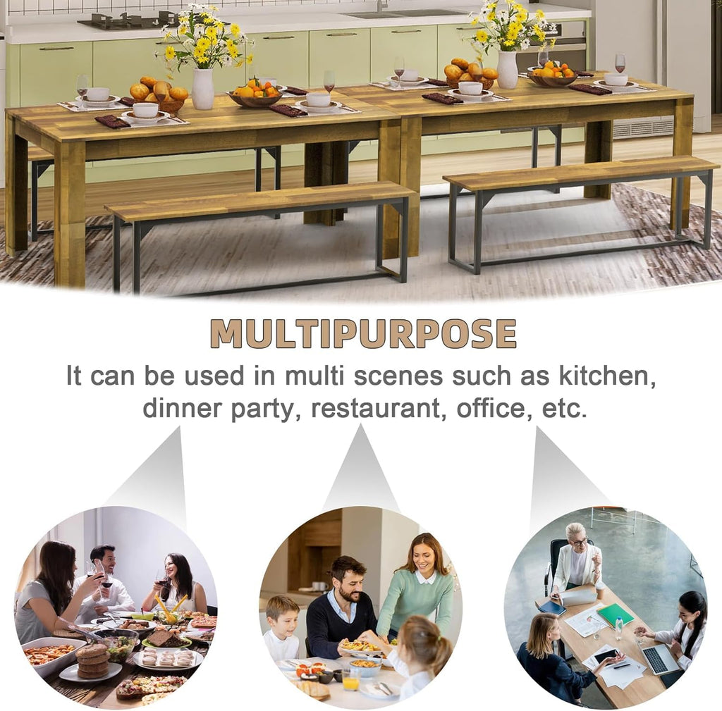 71" Kitchen Dining Table for 6-8, Farmhouse Wood Rectangular Dinner Table