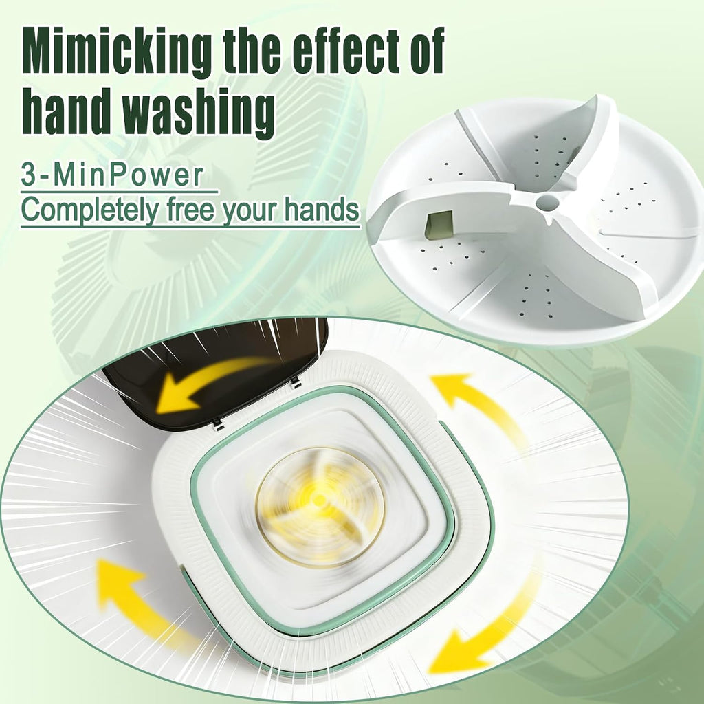 Mini Portable Foldable Washer - 16L Portable Washing Machine, Spin dryer, Small Folding Washing Machine 3 Cleaning