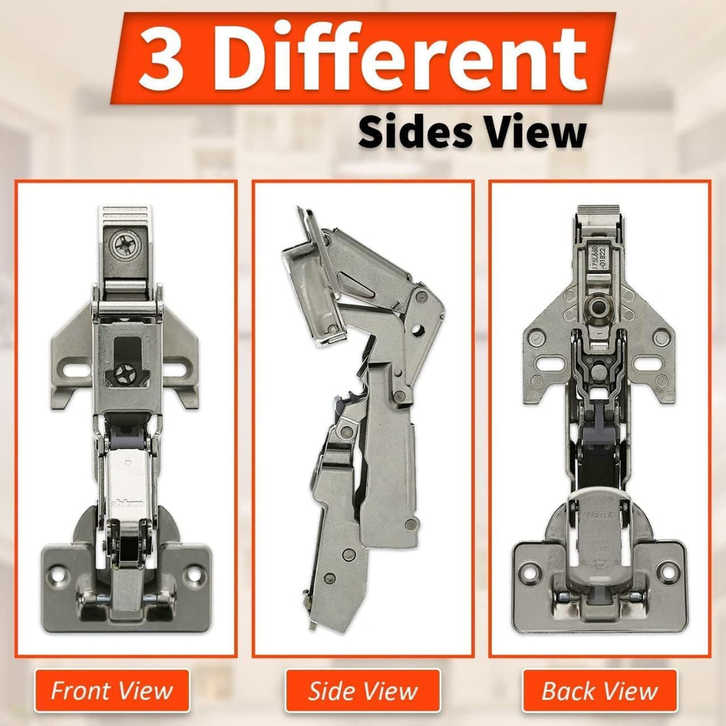 170 Degree (B71T655) Cabinet Hinges Bundle - Pack of 2 Full Overlay Self Close Door Face Frame Nickel Hinges with