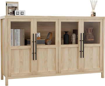 Sideboard Buffet Cabinet with 4 Glass Doors