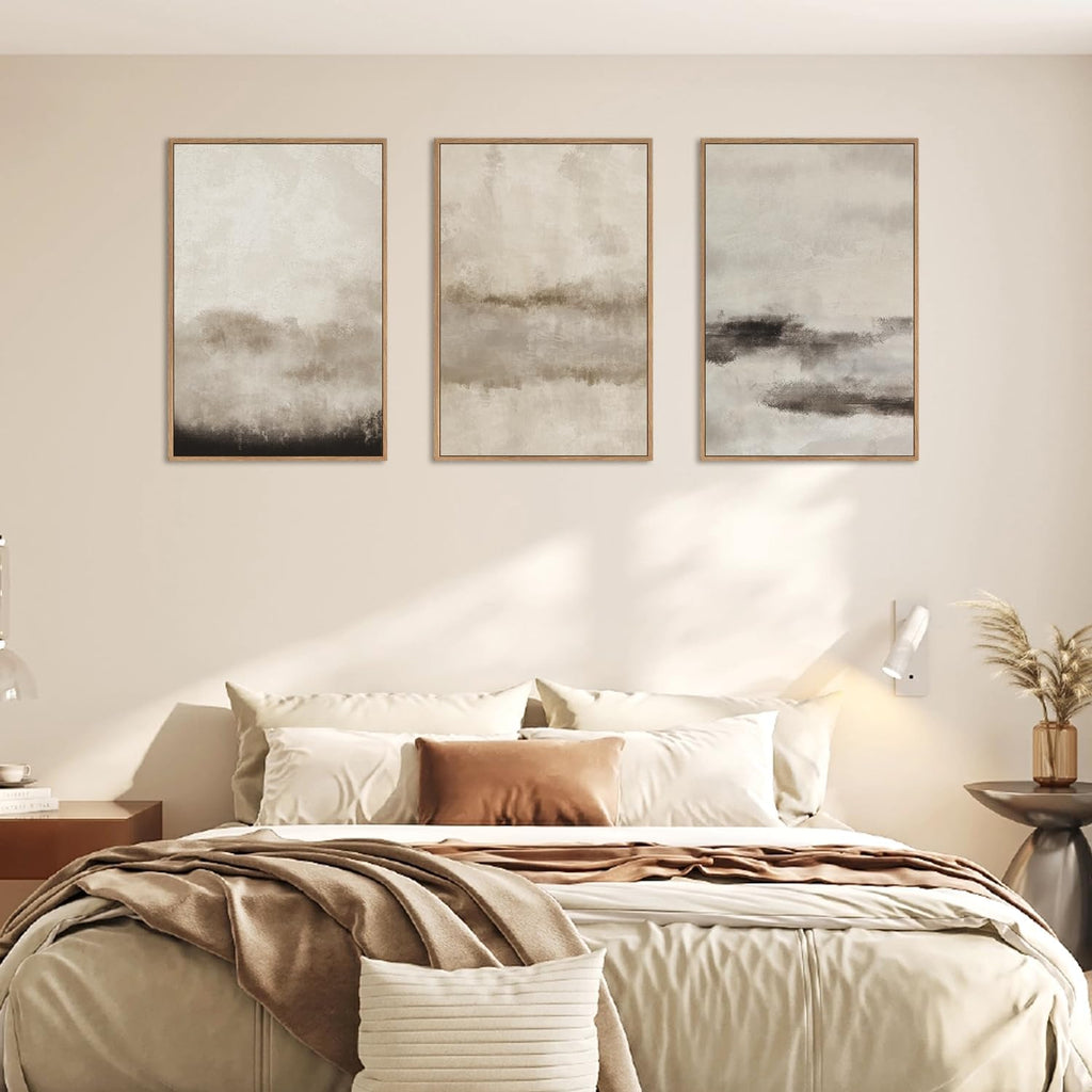 HPINUB Minimalist Large Abstract Framed Canvas Wall Art Set-16"x24"x3 - Set of 3