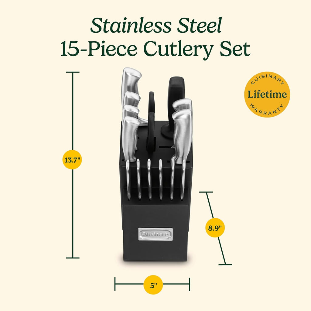15-Piece Stainless Steel Hollow Handle Block Set, C77SS-15PK | Kitchen knife set with high-carbon stainless steel