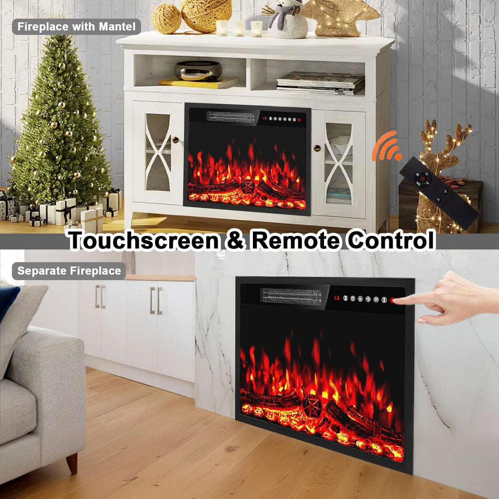 23 inch Electric Fireplace Insert Heater, Recessed Mounted Fireplace with Remote & Control Panel