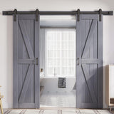 Gray Double 24x84 Inch Doors 48 barn Door with 8FT Barn Door Hardware Kit Included K Shape Natural S