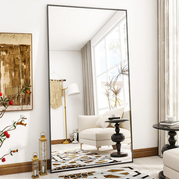 Large Full Length Mirror 78" x 35" - Shatterproof Huge Floor Full Body Mirror with Metal Frame, Freestanding, Wall