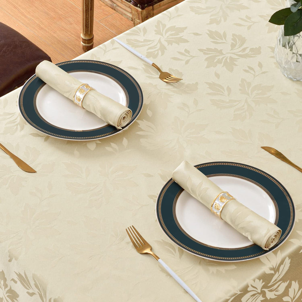 Jacquard Rectangle Tablecloth 60 x 84 Inch, Beige