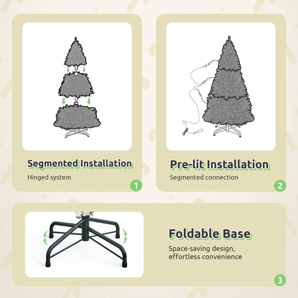 7.5ft Prelit Pencil Christmas Tree w/Pine Cones Decor Remote Control