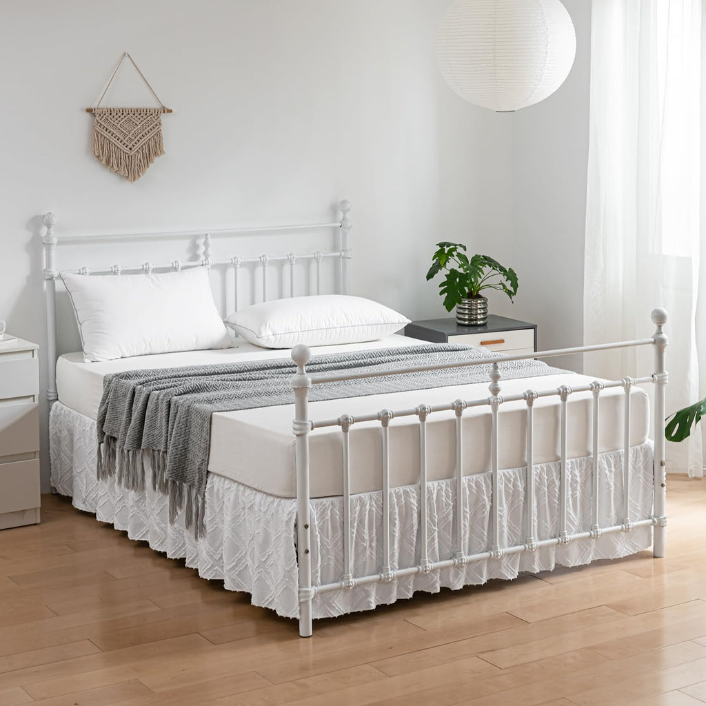 Tufted Bed Skirt Twin Size - Ruffled Bed Skirts with Split Corners