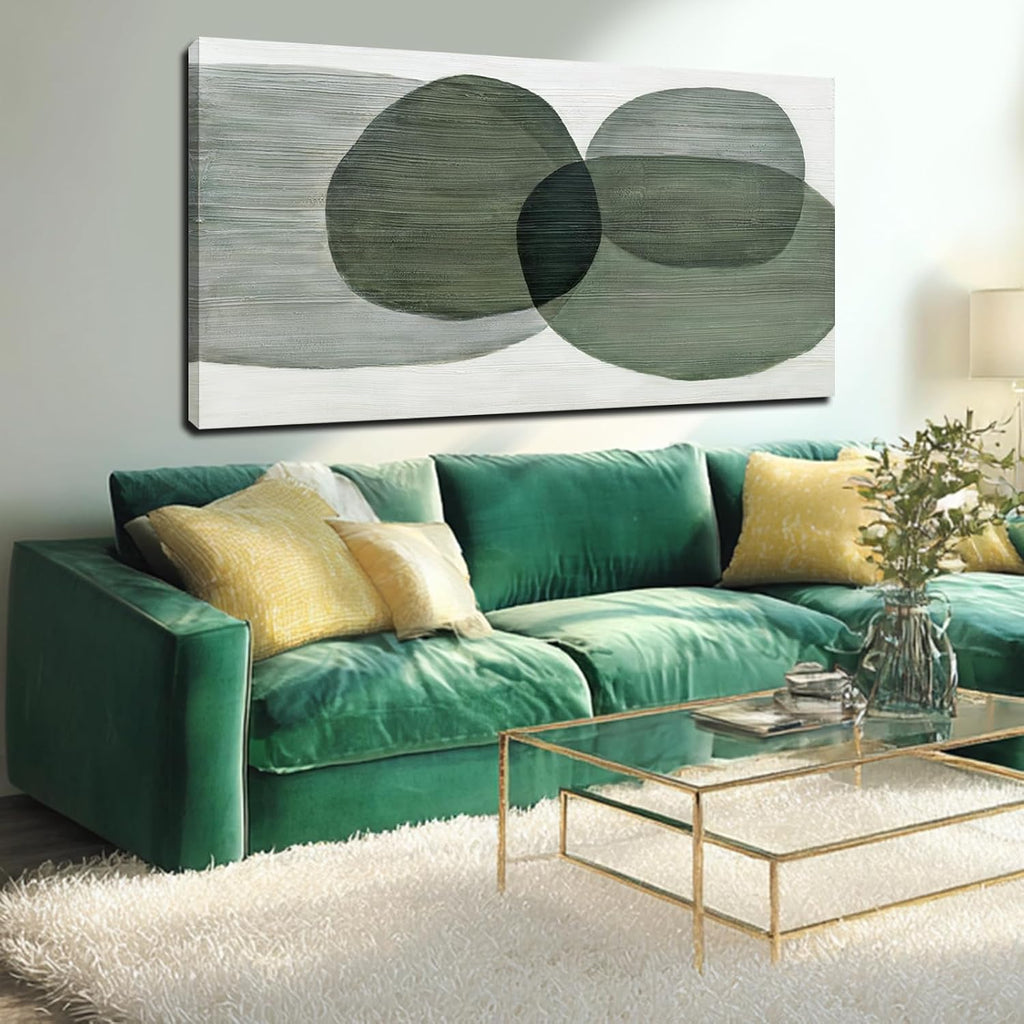 Minimalist Abstract Wall Art Green and White Geometric Gradient Canvas Wall Decor Bedroom Nordic Style Mural 29x58