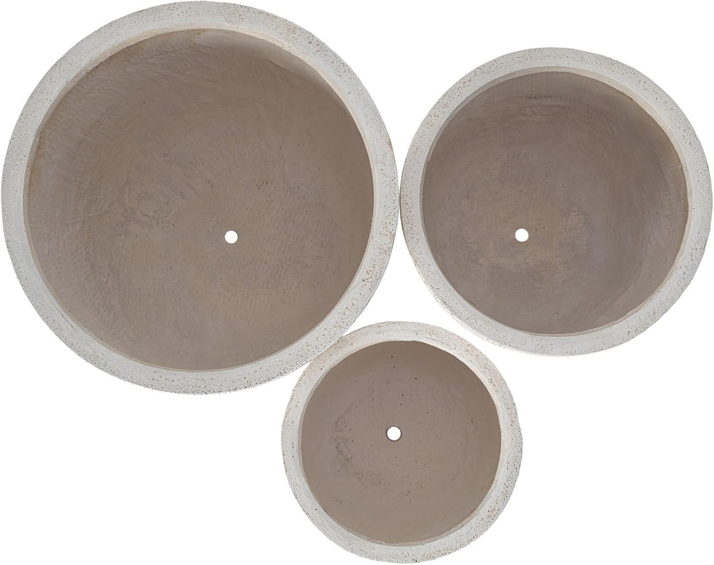Indoor Outdoor Plant Pots with Drainage Holes and Rubber Plug- Set of 3,Large Lightweight MGO Flower Pots