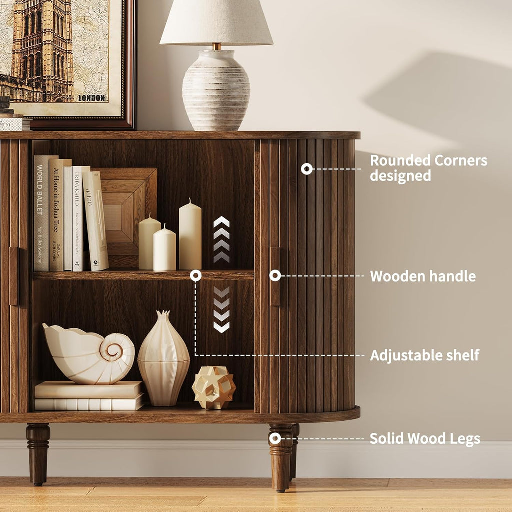 Sideboard Buffet Cabinet with Storage - Accent Kitchen Credenza Console Table with Sliding Door & Adjustable Shelf