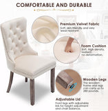 Kiztir Velvet Dining Chairs Set of 4, Upholstered Dining Room Chairs with Ring Pull Trim and Button Back
