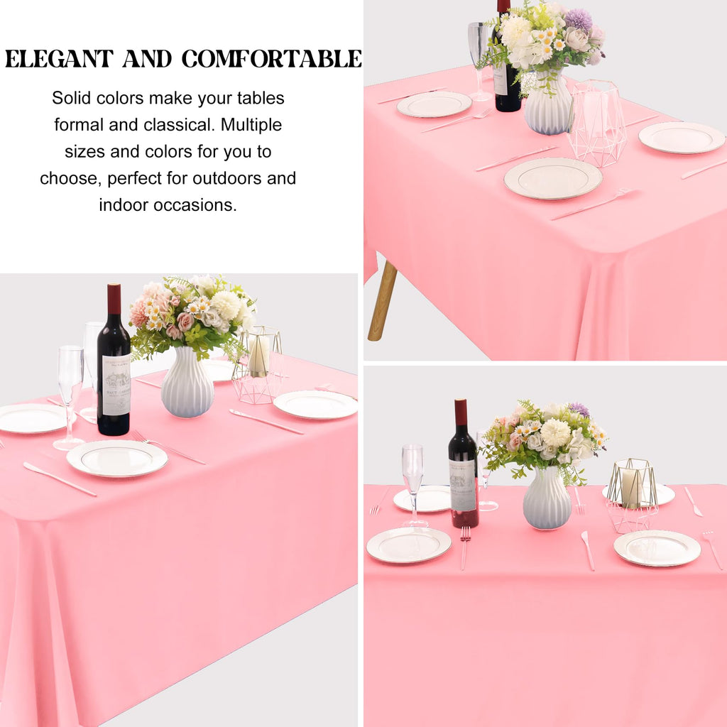 4 Pack Rectangle Tablecloth 60x102 Inch Pink Washable Polyester Table Cover for Wedding Dining Table Buffet Parties