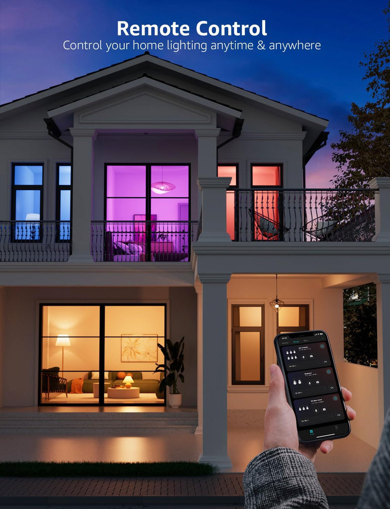 Smart Light Bulbs - WiFi & Bluetooth RGBWW Color Changing LED Bulb Works with Alexa & Google Assistant