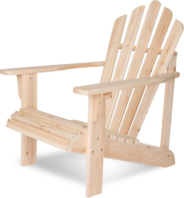 Company Westport Wooden Adirondack Chair, Outdoor Patio Firepit Chairs, Back & Seat Pre-Assembled, Natural