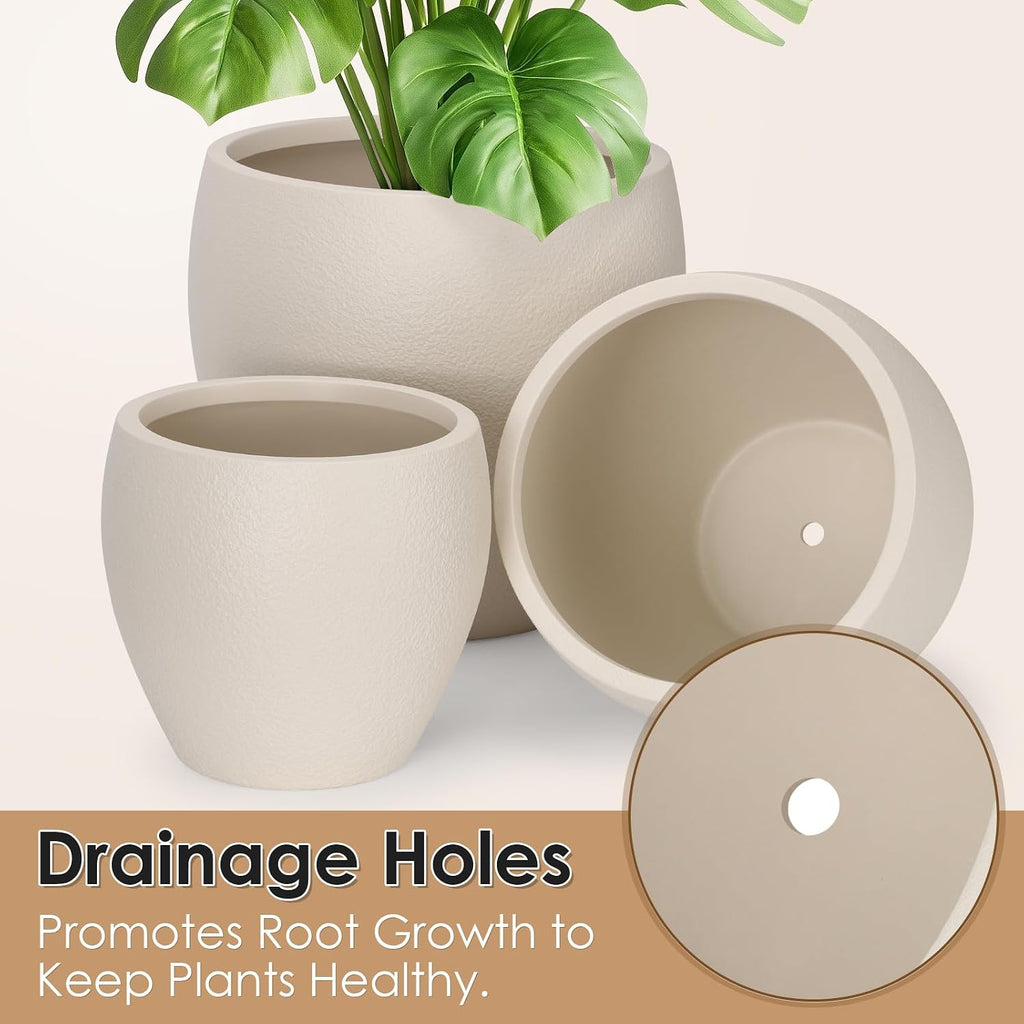 Plant Pots 17.5/14.8/12.2 inch Set of 3, Flower Pots with Drainage Holes, Large Planters for Indoor Outdoor Garden