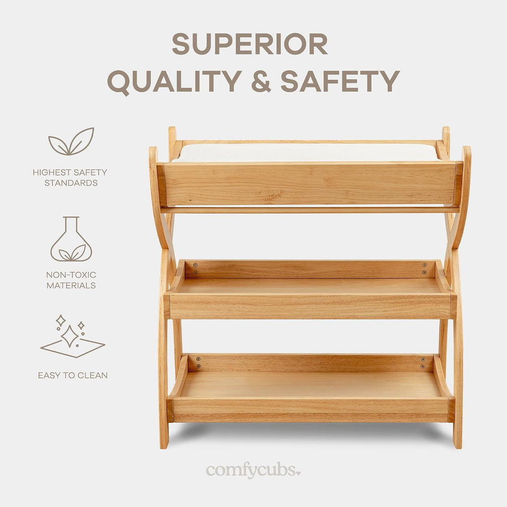 Baby Changing Table - Baby Change Table, Natural Wood