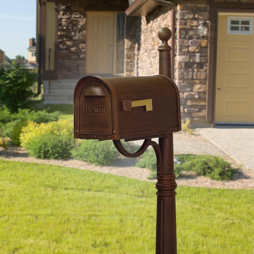 Classic Curbside Mailbox with Aluminum Post - Copper Mailbox with Ashland Post
