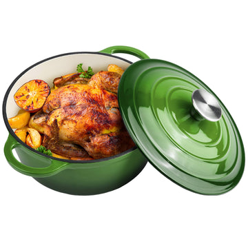 3 Quart Dutch Oven Enameled Cast Iron with Lid - Big Dual Handles - Oven Safe up to 500°F - Classic Round Pot for