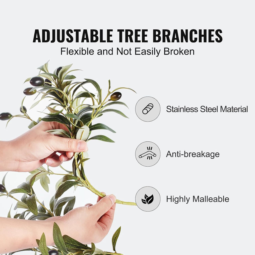 Artificial Olive Tree, 5 FT Tall Faux Plant, Secure PE Material & Anti-Tip Tilt Protection Low-Maintenance Plant
