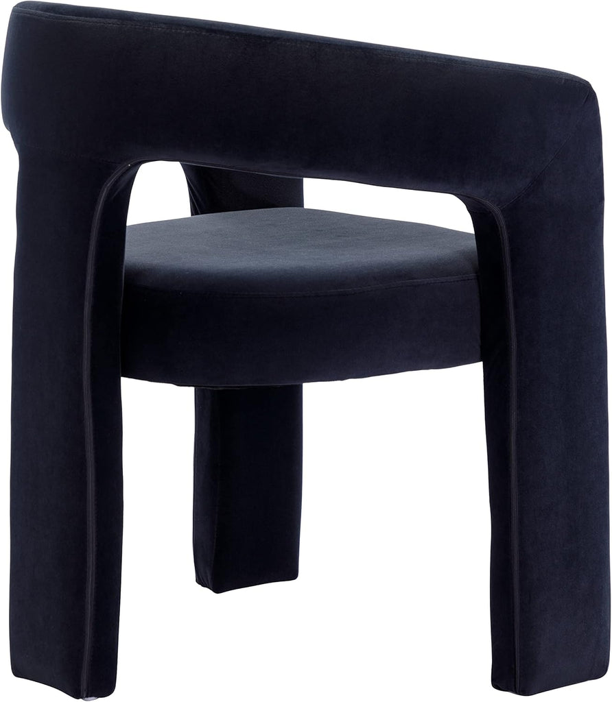 Black Modern Barrel Dining Chairs Set of 2, Velvet Upholstered Accent Side Chair with Arms Comfy Makeup Vanity Chairs