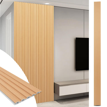 108 x 6 Inch WPC Slat Wall Panels, 3D Wall Accents, 8-Pack, Boxwood