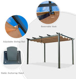 10’ X 13’ Outdoor Retractable Pergola with Weather-Resistant Canopy Aluminum Garden Pergola Patio Grill Gazebo