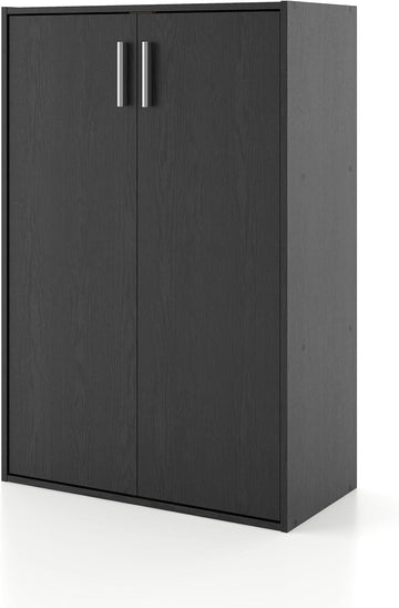3-Tier Stackable Wood Bookcase with Doors, Cube Storage Organizer Shelves, Small Food Pantry Cabinet