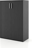 3-Tier Stackable Wood Bookcase with Doors, Cube Storage Organizer Shelves, Small Food Pantry Cabinet