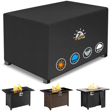 Fire Pit Cover Rectangular 44 Inch - Outdoor Fire Table Cover Rectangle Heavy Duty & Waterproof, 600D Patio Propane