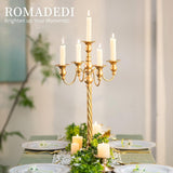 Candelabra Gold Candle Stand: 21'' Tall 5-Branch Candlestick Holderoliday Event Reception Decoration, Set of 2