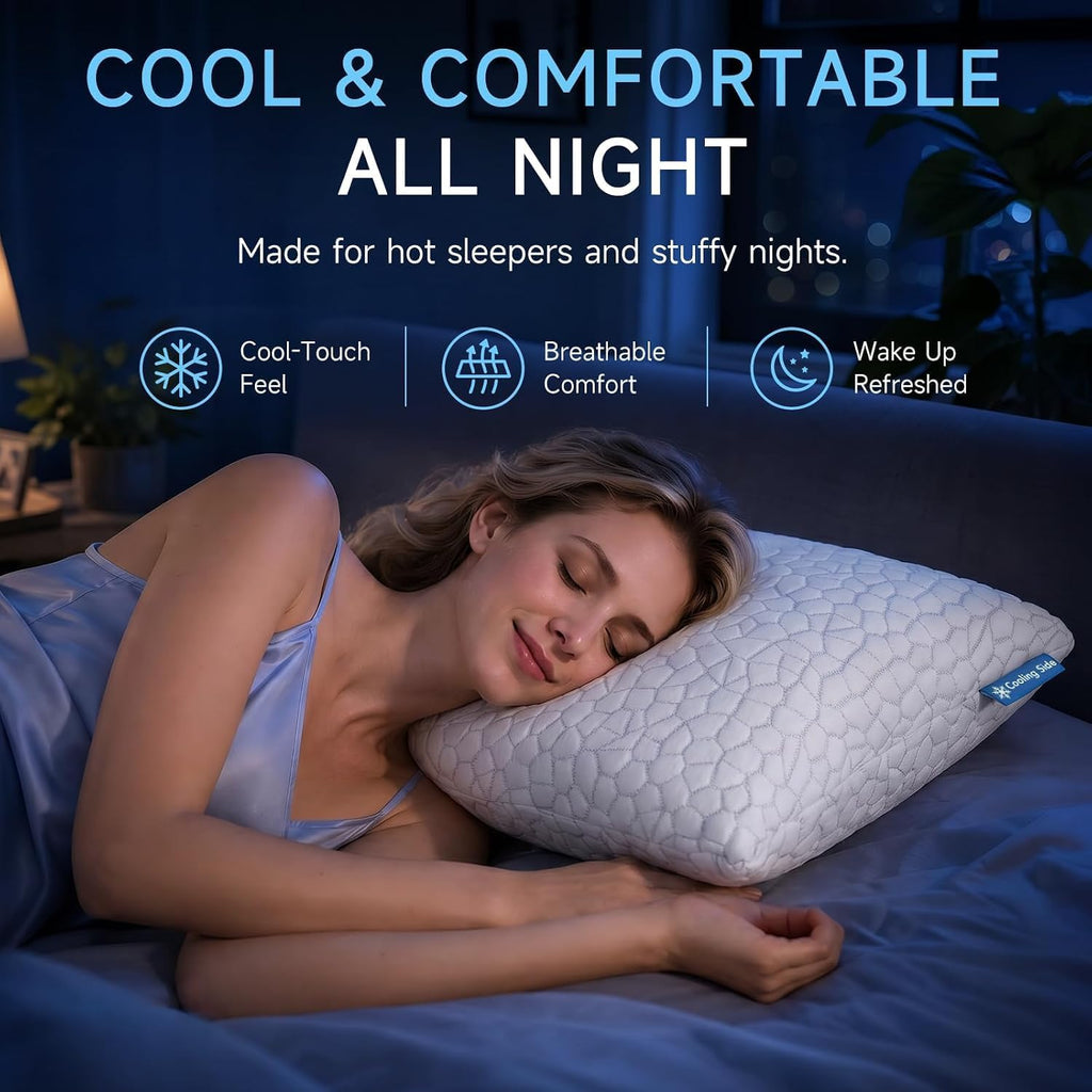 Cooling Memory Foam Pillows King Set of 2, Adjustable Shredded Memory Foam,Bed Pillows for Sleeping with Breathable