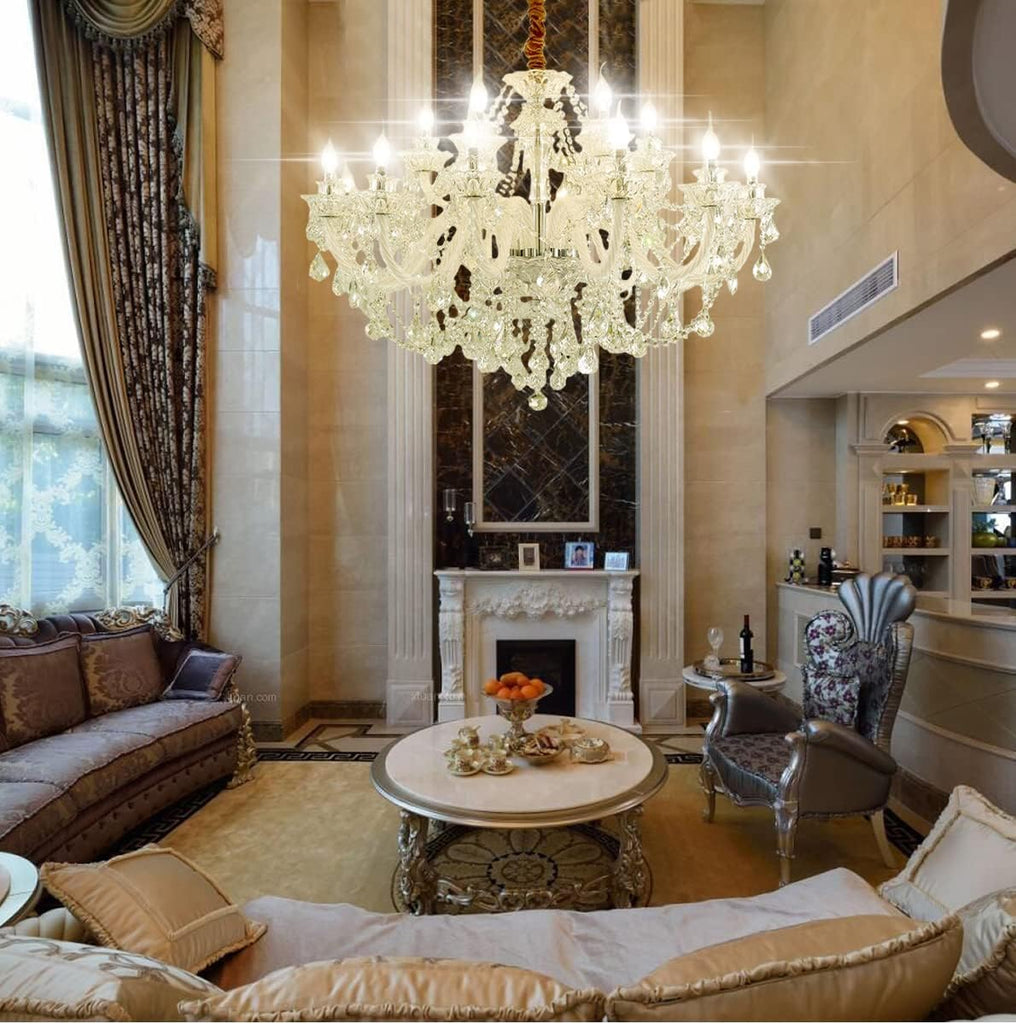 Luxury K9 Crystal Chandelier,18 Light,Contemporary Clear Crystal Ceiling Chandelier Lighting _Luxurious Modern Pendant Light Lamp Fixture E12 Base for Dinning Living Room (18 Lights)