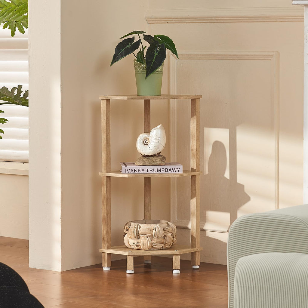 3-Tier Corner Shelf, Natural