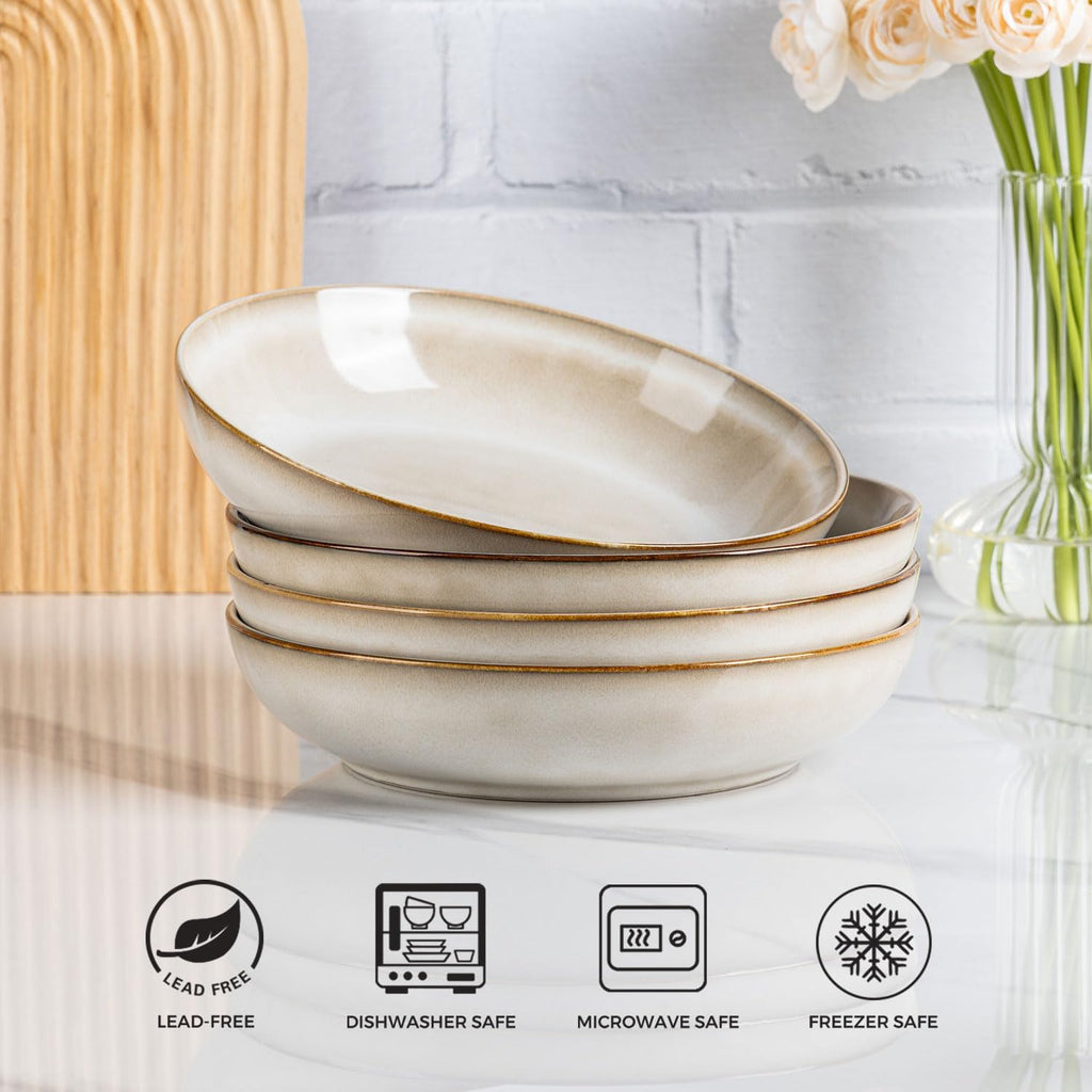 8.5'' Ceramic Pasta Bowls Set of 6, 36oz Large Stoneware Bowls Set | Large Dinner Serving Bowls Set, Wide Bowl Plate